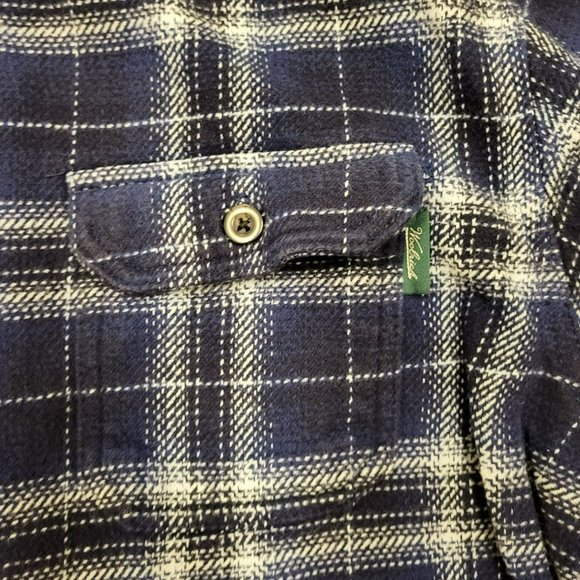 Woolrich Thick Cotton Button Down Shirt Shacket Blue Plaid Men's XL - Picture 8 of 15